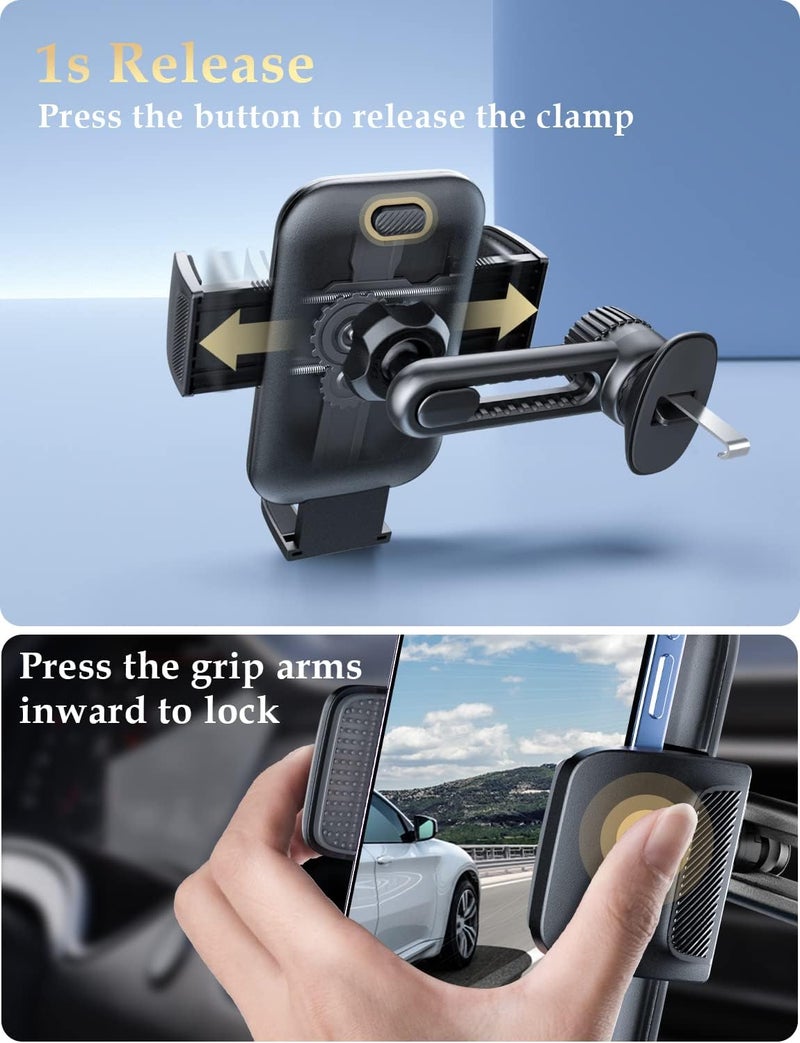 Holdersafe Phone Mount for Car Vent: [Never Blocking] Air Vent Cell Phones Holder for iPhone & Samsung Android Smartphone [Thick Cases Friendly] Hands-Free Auto Mobile Phone Stand (Acrylic) - Image 5